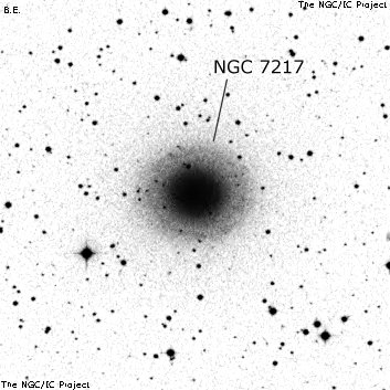 Negativní snímek oblohy NGC 7217