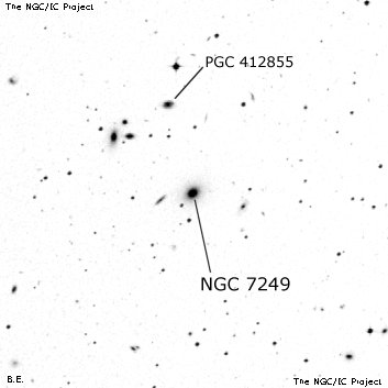 Negativní snímek oblohy NGC 7249