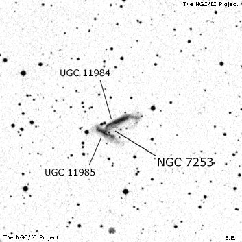 Negativní snímek oblohy NGC 7253