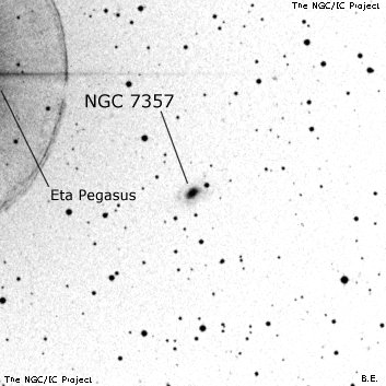 Negativní snímek oblohy NGC 7357