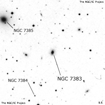 Negativní snímek oblohy NGC 7383