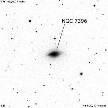 Negativní snímek oblohy NGC 7396
