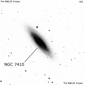 Negativní snímek oblohy NGC 7410