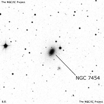 Negativní snímek oblohy NGC 7454