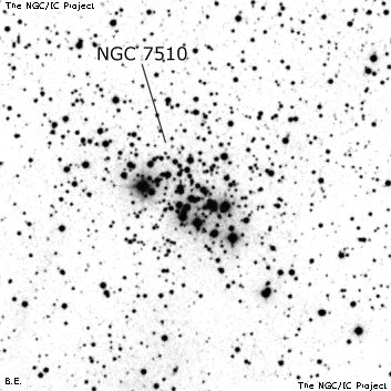 Negativní snímek oblohy NGC 7510