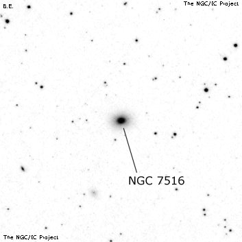 Negativní snímek oblohy NGC 7516