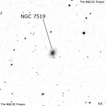 Negativní snímek oblohy NGC 7519