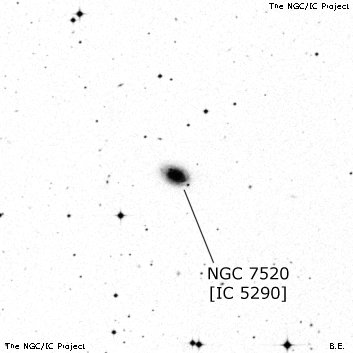 Negativní snímek oblohy NGC 7520