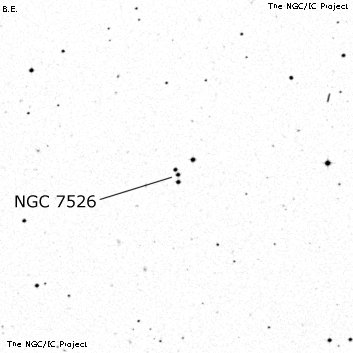 Negativní snímek oblohy NGC 7526