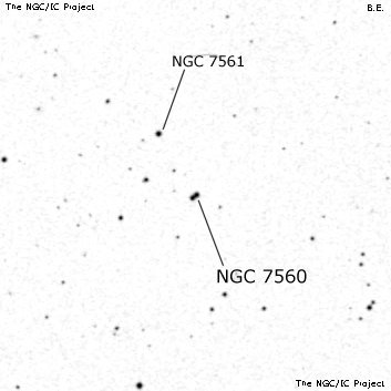 Negativní snímek oblohy NGC 7560