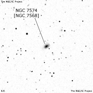 Negativní snímek oblohy NGC 7574